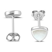 Mother of Pearl Reuleaux Triangle Silver Stud Earrings, e343